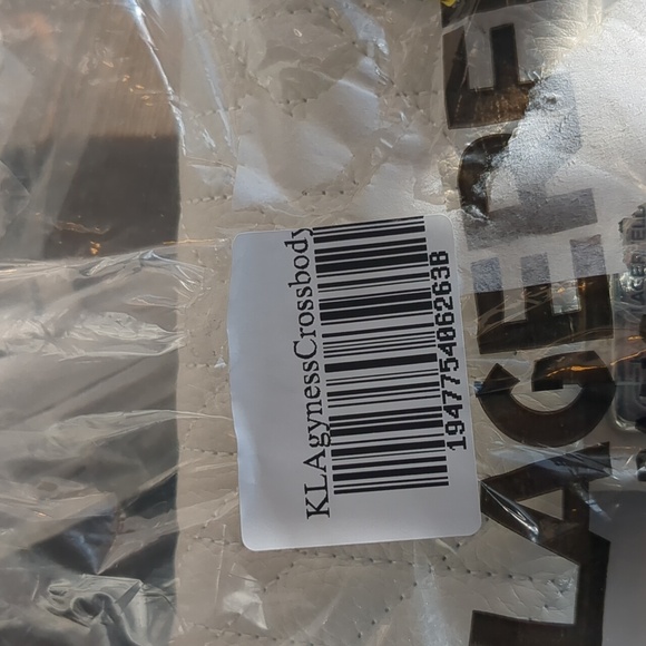 NWT Karl Lagerfeld Paris Agyness White and silver leather crossbody purse - Picture 6 of 15